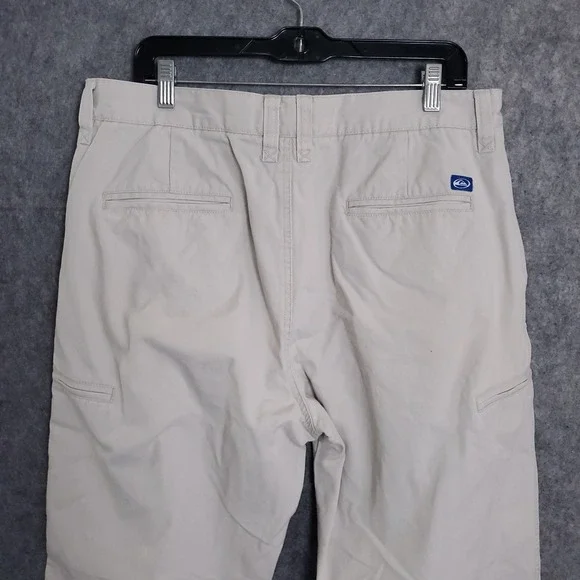 Quiksilver Khaki Baggy Patch Mens Cargo Size Pants 36 x 30 Vtg Y2K 90s 2000s